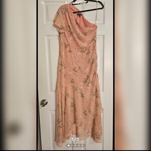 Banana Republic One Shoulder Floral Dress - Peach SIZE 12